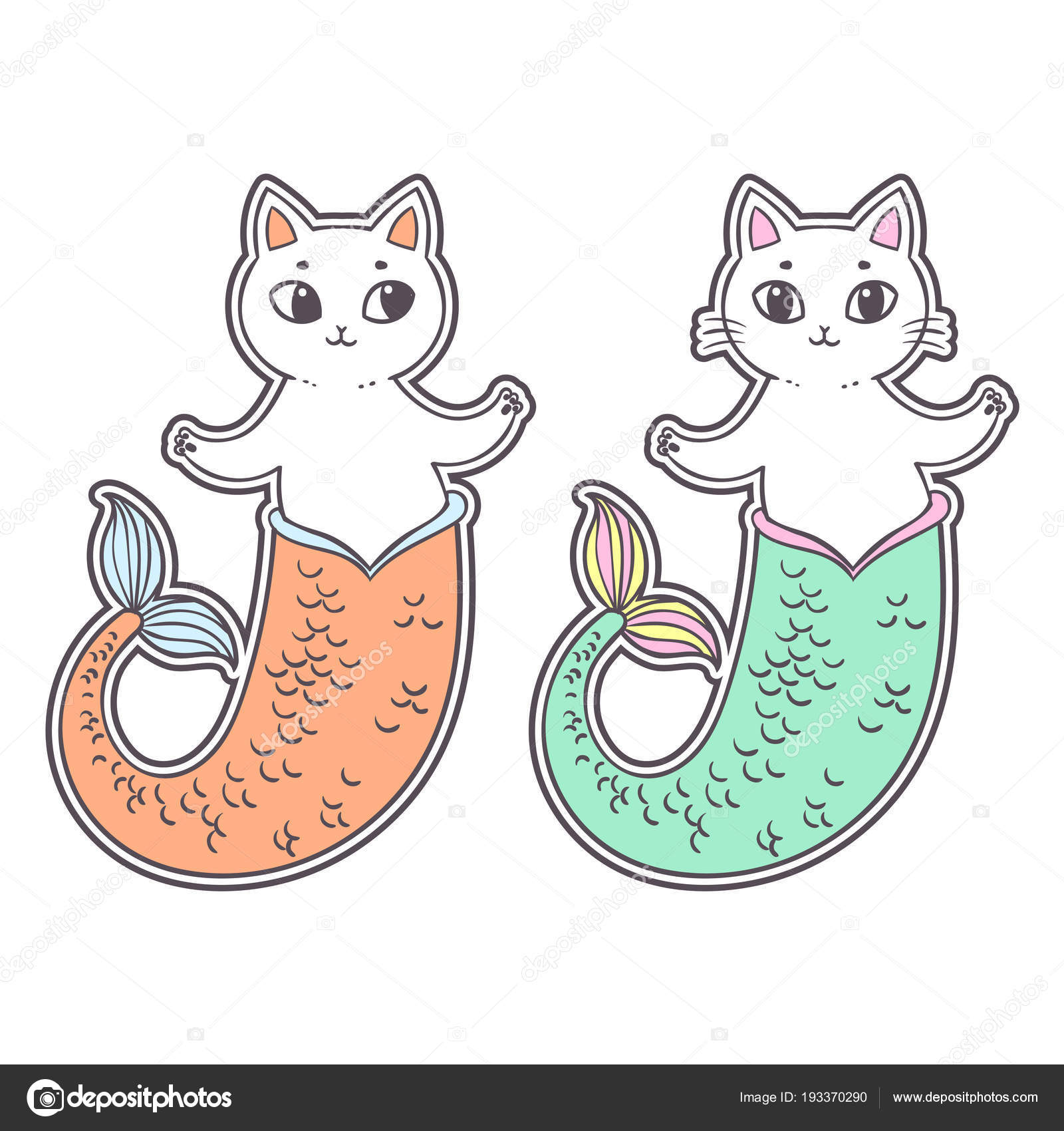 Раскраски коты русалки