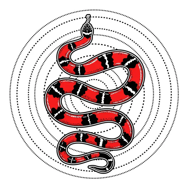 Serpente vintage disegnato a mano con arte tatuaggio Fiori. Illustrazione vettoriale isolata. Stile lineare dal design invecchiato. Oggetti di alchimia magica . — Foto Stock