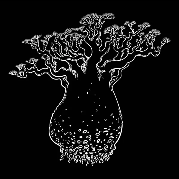 Незвичайне Таємниче Велике Дерево Рука Намальована Векторні Ілюстрації — стокове фото