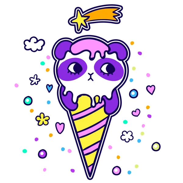 Vector Illustration Pop Cute Ice Cream Cones Look Animals Seamless — Stock Photo, Image