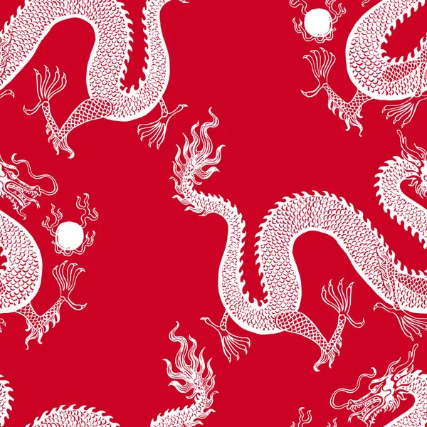 Lindo Dragão Chinês Tinta Vintage Estilo Chinoiserie Para Tecido Design — Fotografia de Stock