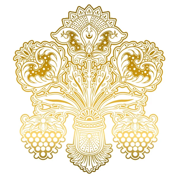 Beautiful Russian Style Floral Vector Elment Greeting Cards Wrapping Paper — 图库照片