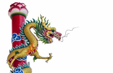 Çince dragon beyaz arka plan üzerinde izole heykel sanat stil.