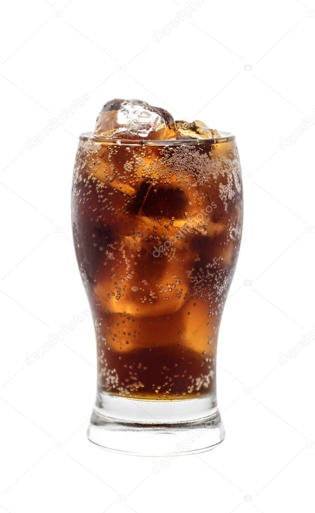 cola in glass isolated on white with clipping path.