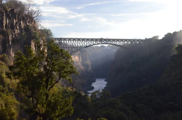 Ponte Sobre Rio Zambeze Perto Victoria Falls Zâmbia — Fotografia de Stock
