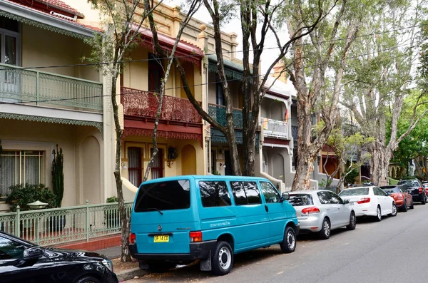 Una Vista Case Terrazza Una Strada Nel Sobborgo Interno Sydney — Foto Stock