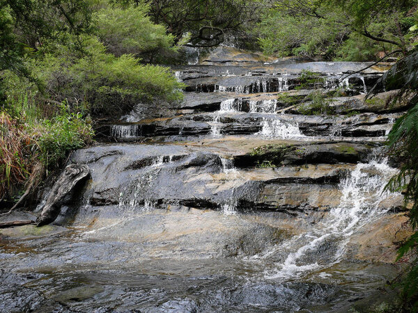 A view of a section of the Leura Cascades in the Blue Mountains west of Sydney