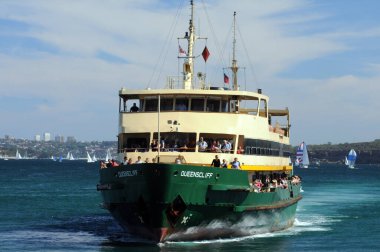 Manly feribotunun Sydney Limanı 'ndan Circular Quay ve Manly arasındaki rotasını gösteren bir görüntü.