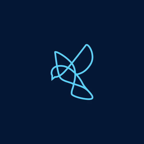 Logotipo do pássaro. linha pássaro logotipo isolado na cor azul escuro —  Vetores de Stock
