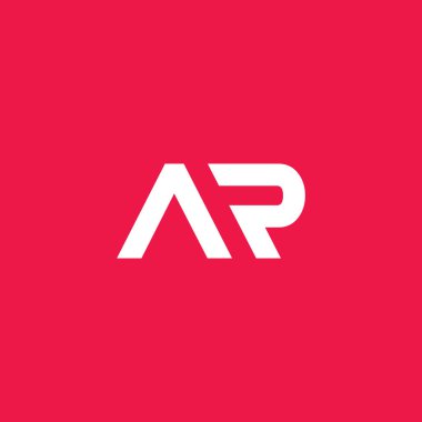minimal AR logosu, temiz ve modern biçim kırmızı arkaplanda izole