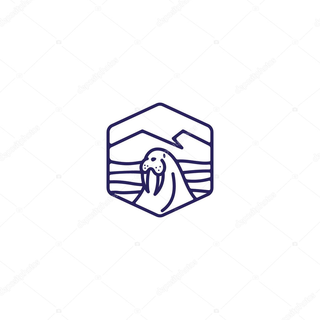 Walrus logo design . simple line walrus logo . abstract outdoor logo concept . vector illustration eps10