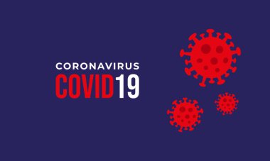 Coronavirus ya da covid-19 arkaplan tasarımı, düz ve donanma renginde. Vektör illüstrasyon eps10