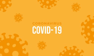 Coronavirus veya covid-19 arkaplan tasarımı, düz ve modern tarzda sarı renkli. Vektör illüstrasyon eps10