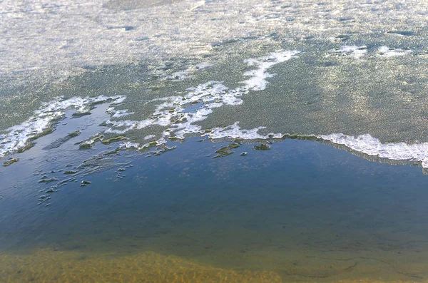 Região Baikal Primavera Borda Gelo Cinzento Crumbly Fraco Longo Costa — Fotografia de Stock