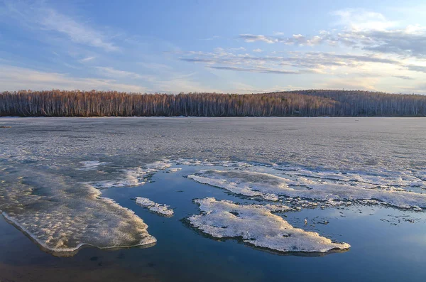 Bajkalská Oblast Jaro Okraj Křehkého Slabě Šedého Ledu Podél Pobřeží — Stock fotografie
