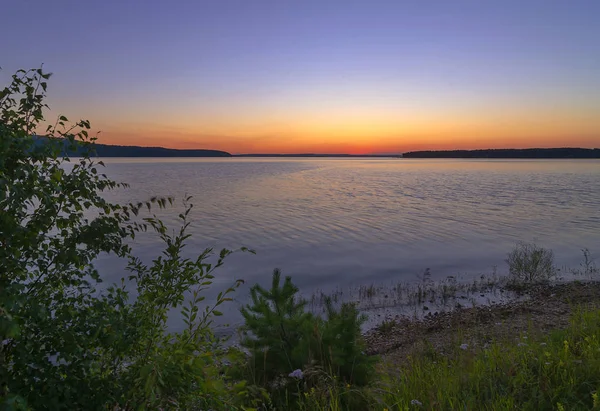 Oost Siberië Baikal Regio Lake Shore Prachtige Zonsondergang Bijna Wolkenloze — Stockfoto