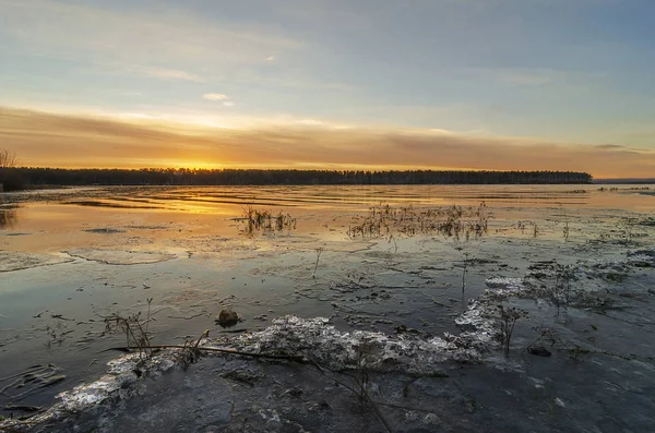 Sibéria Região Baikal Final Outono Belo Nascer Sol Sobre Baía — Fotografia de Stock