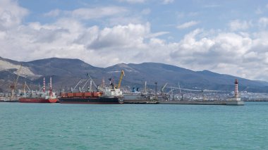 Novorossiysk, Rusya - 25 Mart 2019 tarihinde Novorossiysk Limanı, Rusya.