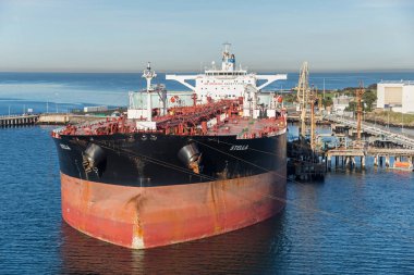 Melbourne, Avustralya - Temmuz 06: Tanker Melbourne limanında 6 Temmuz 2019, Melbourne, Avustralya.