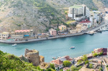 Balaklava, Kırım - 24 Mayıs 2015 'te Kırım' ın güneybatı kıyısındaki yerleşim yeri.