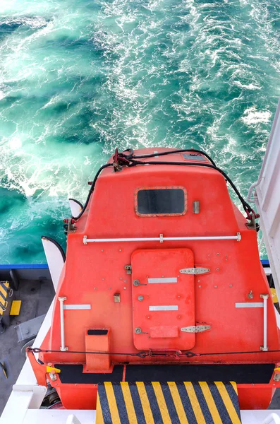 Free fall lifeboat on a stern of the vessel
