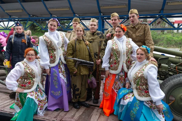 Sebastopoli Crimea Aprile Celebrazione Giorno Vittoria Alla Stazione Ferroviaria Aprile — Foto Stock