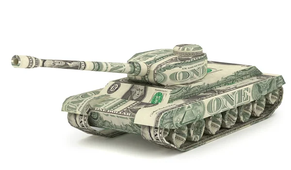 Dollár tartály. Pénz origami. Készült amerikai egy dollárost harckocsi — Stock Fotó