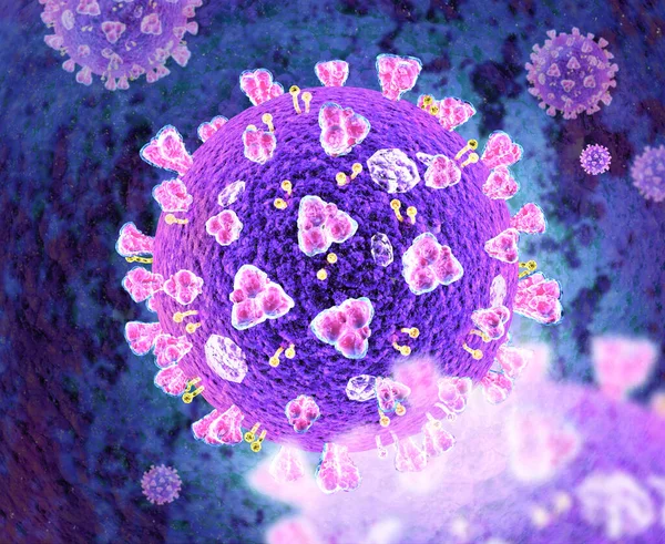 Covid Coronavirus Вірус Тече Біологічному Тлі 2019 Ncov Концепція Спалаху — стокове фото
