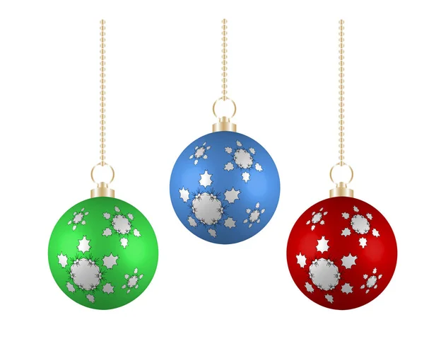 Bolas de Navidad en diferentes colores sobre fondo blanco — Vector de stock