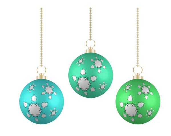 Bolas de Navidad en diferentes colores sobre fondo blanco — Vector de stock