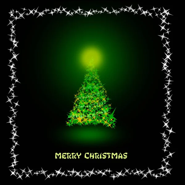 Weihnachtsbaum aus bunten Sternen und oben mit Licht verziert — Stockfoto