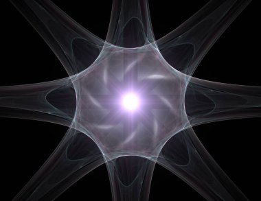 Konuyla ilgili soyut fraktal formlar grafik tasarım ve nükleer fizik bilim parçacıkların. Kutsal geometri futuristik