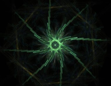 Konuyla ilgili soyut fraktal formlar grafik tasarım ve nükleer fizik bilim parçacıkların. Kutsal geometri futuristik