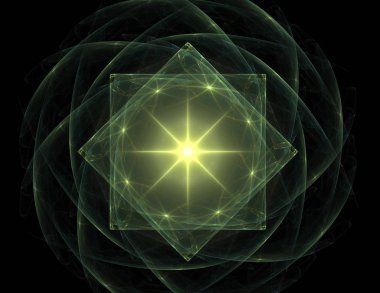 Konuyla ilgili soyut fraktal formlar grafik tasarım ve nükleer fizik bilim parçacıkların. Kutsal geometri futuristik