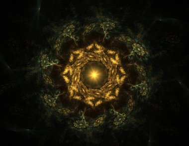 Dantelli renkli saat desen. Dijital fractal sanat tasarım. Kutsal semboller işaretler geometrisi soyut tasarım. 