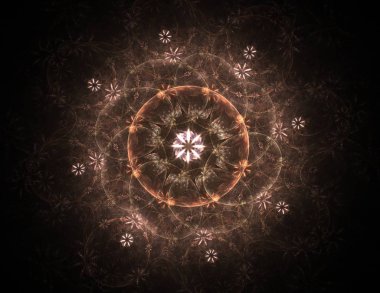 Konuyla ilgili soyut fraktal formlar grafik tasarım ve nükleer fizik bilim parçacıkların. Kutsal geometri futuristik