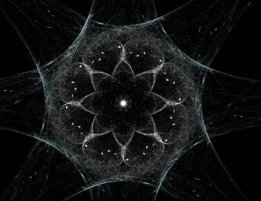 Konuyla ilgili soyut fraktal formlar grafik tasarım ve nükleer fizik bilim parçacıkların. Kutsal geometri futuristik