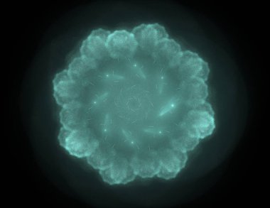 Konuyla ilgili soyut fraktal formlar grafik tasarım ve nükleer fizik bilim parçacıkların. Kutsal geometri futuristik