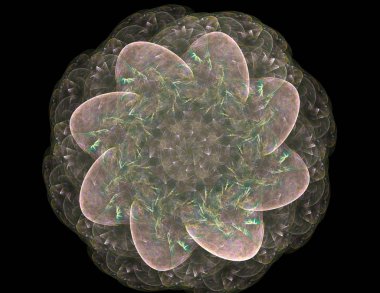 Dantelli renkli saat desen. Dijital fractal sanat tasarım. Kutsal semboller işaretler geometrisi soyut tasarım. 