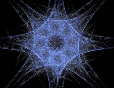 3D resimde geometri. kavramsal Izgaralar eğrileri ve fraktal öğeleri yapılmış 3d işleme görsel olarak çekici zemin.