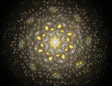 3D resimde geometri. kavramsal Izgaralar eğrileri ve fraktal öğeleri yapılmış 3d işleme görsel olarak çekici zemin.