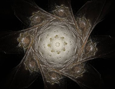 3D çizim parçacıkların soyut fraktal formları konuyla ilgili nükleer fizik bilim ve grafik tasarım. 3D render.