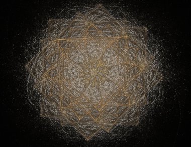 3D çizim parçacıkların soyut fraktal formları konuyla ilgili nükleer fizik bilim ve grafik tasarım. 3D render.