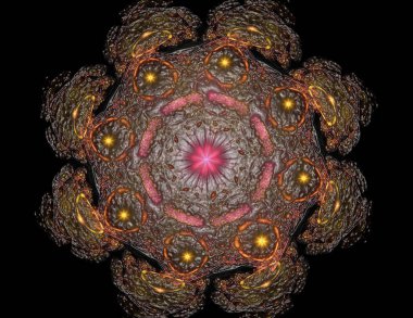 3D resimde geometri. kavramsal Izgaralar eğrileri ve fraktal öğeleri yapılmış 3d işleme görsel olarak çekici zemin.