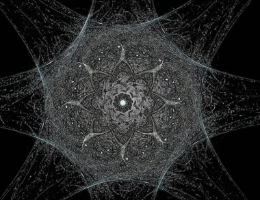 3D çizim parçacıkların soyut fraktal formları konuyla ilgili nükleer fizik bilim ve grafik tasarım. 3D render.