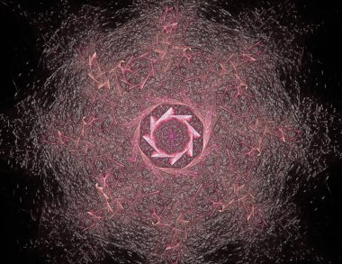 3D çizim parçacıkların soyut fraktal formları konuyla ilgili nükleer fizik bilim ve grafik tasarım. 3D render.