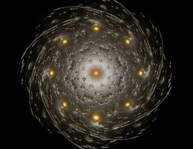3D resimde geometri. kavramsal Izgaralar eğrileri ve fraktal öğeleri yapılmış 3d işleme görsel olarak çekici zemin.