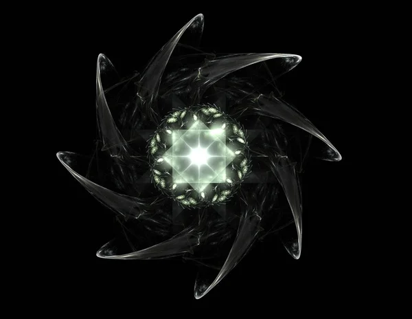 Particles of abstract fractal forms on the subject of nuclear physics science and graphic design. Geometry sacred futuristic — Stock Photo, Image