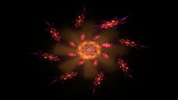 Kleurrijke gloeiende neuron fractal — Stockvideo