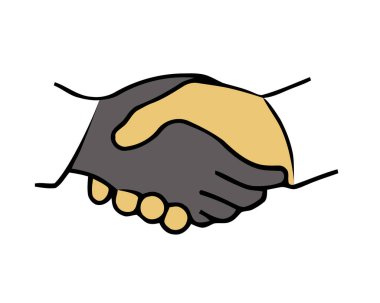 El sıkışma vektör çizim düz tasarım. Başarılı işlem, iş ve dostluk için el sıkışan.